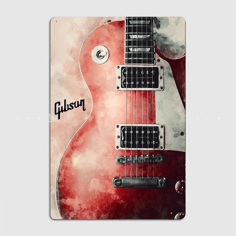 Vintage Collectible Plates - HD Kaliteli Metal Levha, Gibson Elektrik