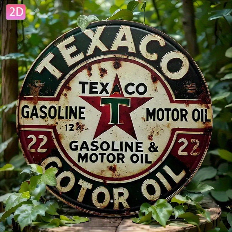 Vintage Collectible Plates - Eski Tip Texaco Yağ Logolu Metal
